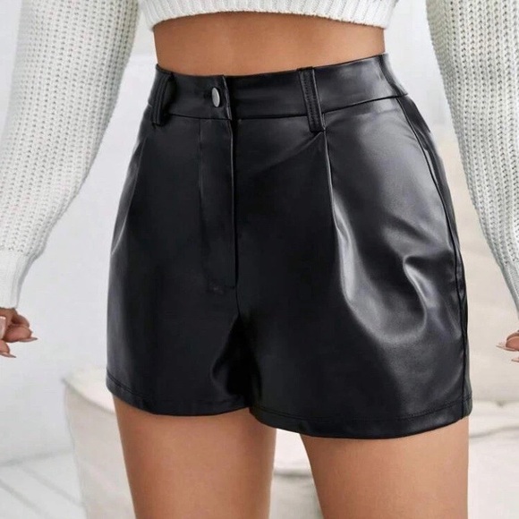 SHEIN Pants - SHEIN-PU Leather Black Shorts-Women’s Size: XS-Color: Black-NEW!!